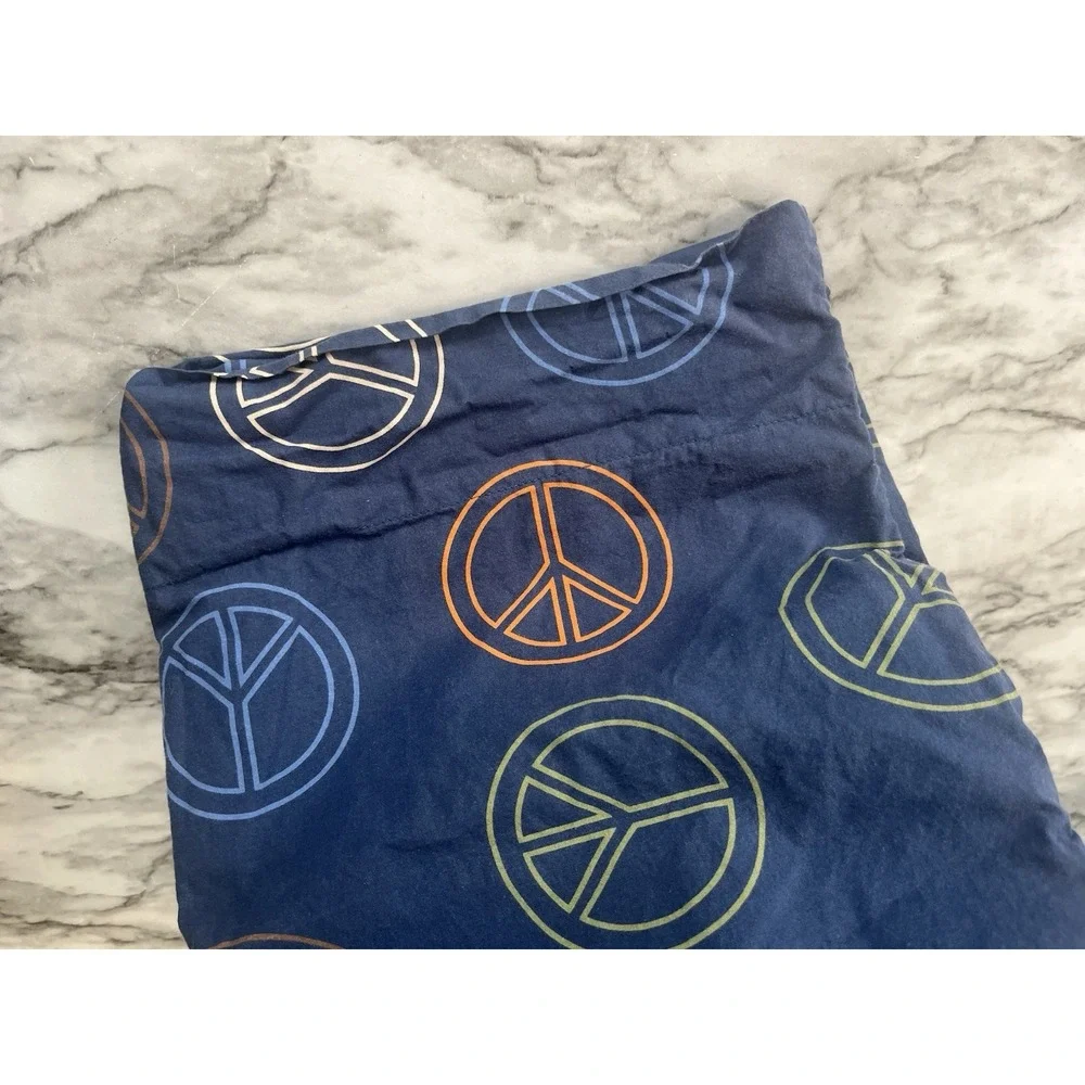 Pottery Barn Teen Peace Sign Twin Sheet Set 3 Pc 100% Organic Cotton